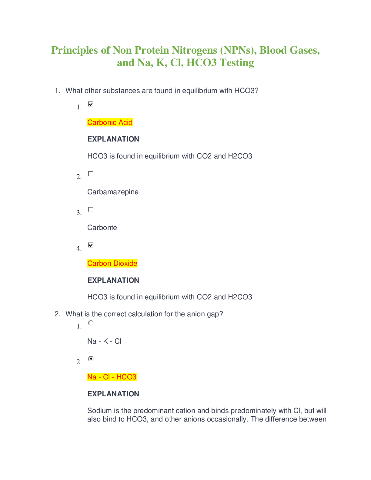 Preview image for Principles of Non Protein Nitrogens (NPNs), Blood Gases, and Na, K, Cl, HCO3 Testing